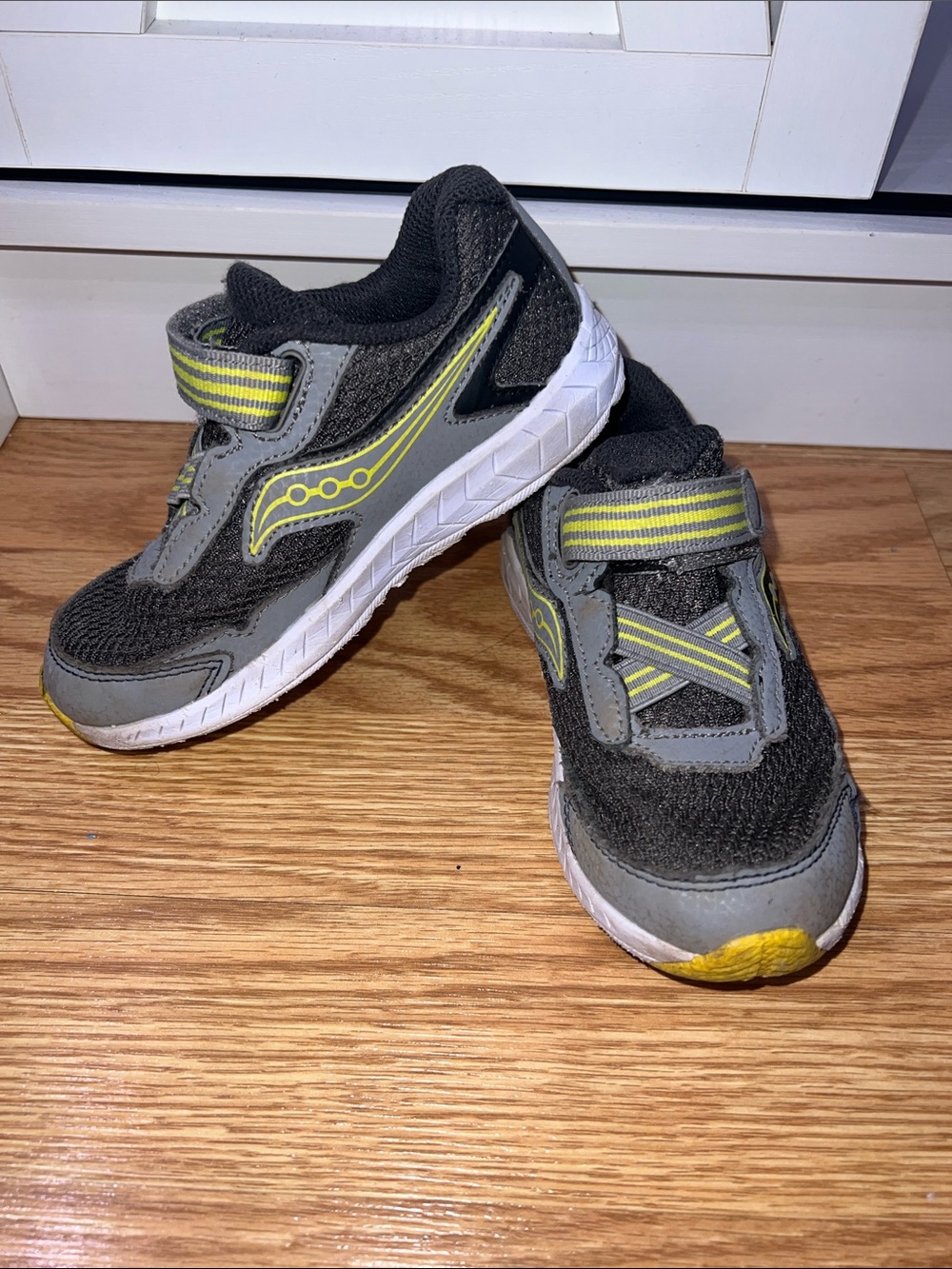 Toddler Grey and Yellow Saucony Sneakers